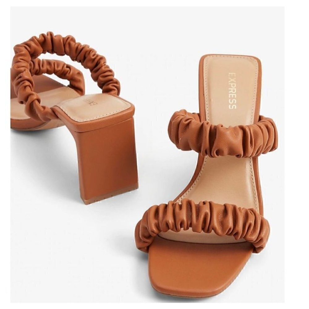 Express Tan Block Heel Strap Sandal (Size 7)